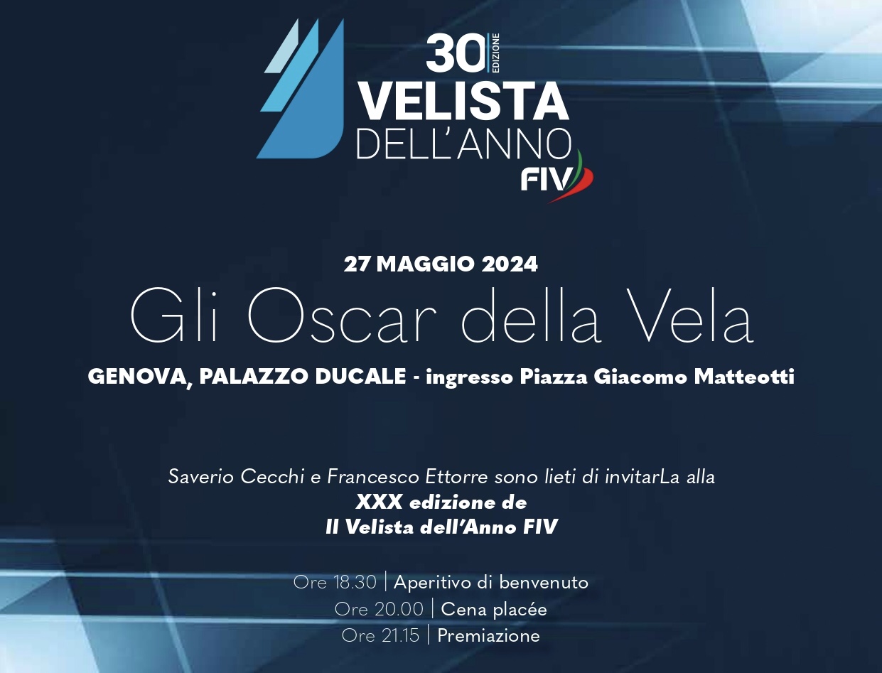 Velista dell’anno FIV: il 28 maggio a Genova la serata di gala
